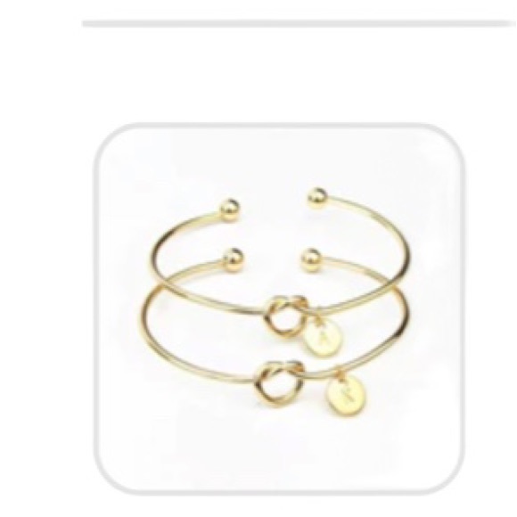 GOLD Love Knot BANGLE Monogram BRACELET LETTER LETTER A - Picture 2 of 3